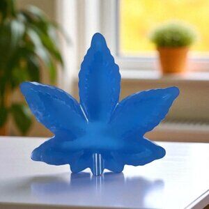 Glow In The Dark Blue Pot Leaf Ashtray Resin